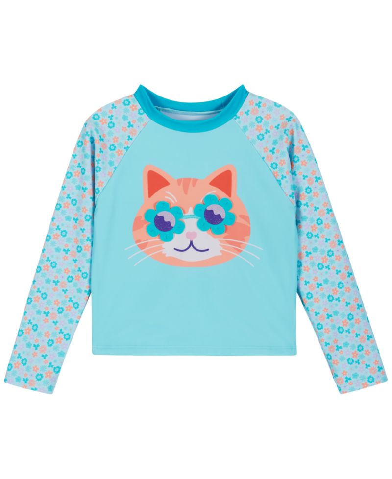 Girls' 2T-5 Long-Sleeve Rash Guard & Bottoms 2-Piece Set