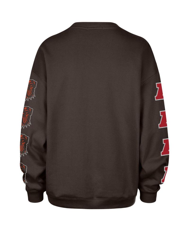 Women's Brown Cleveland Browns Go Big Oversized Pullover Sweatshirt