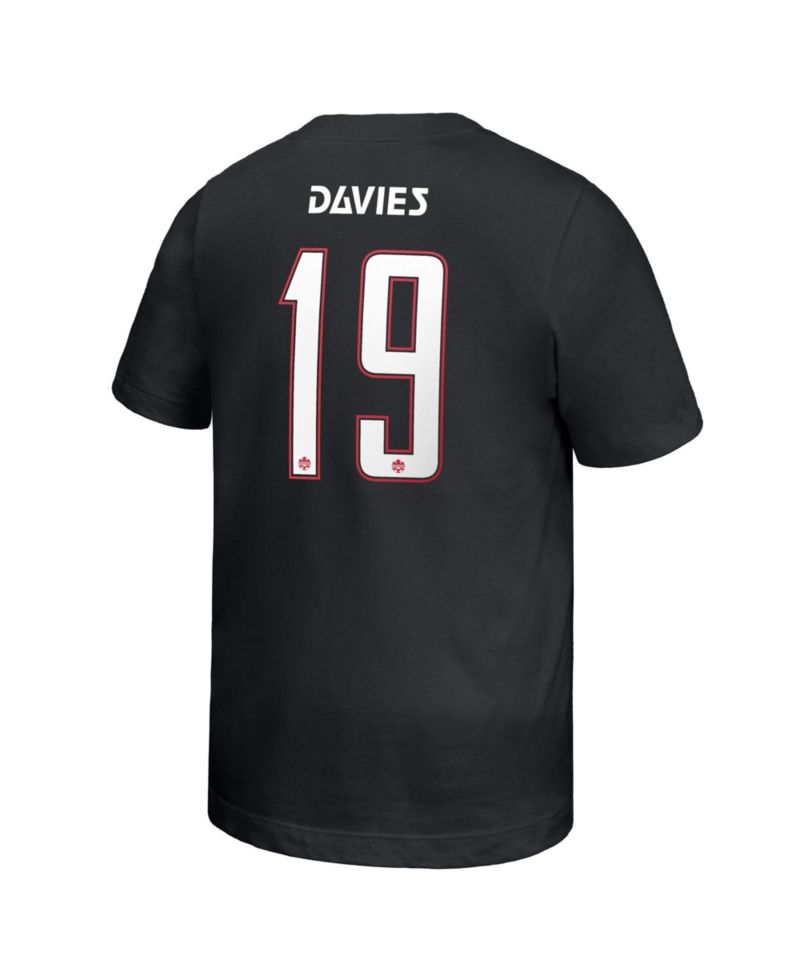 Big Boys and Girls Alphonso Davies Black Canada Soccer Away Player Name & Number T-Shirt