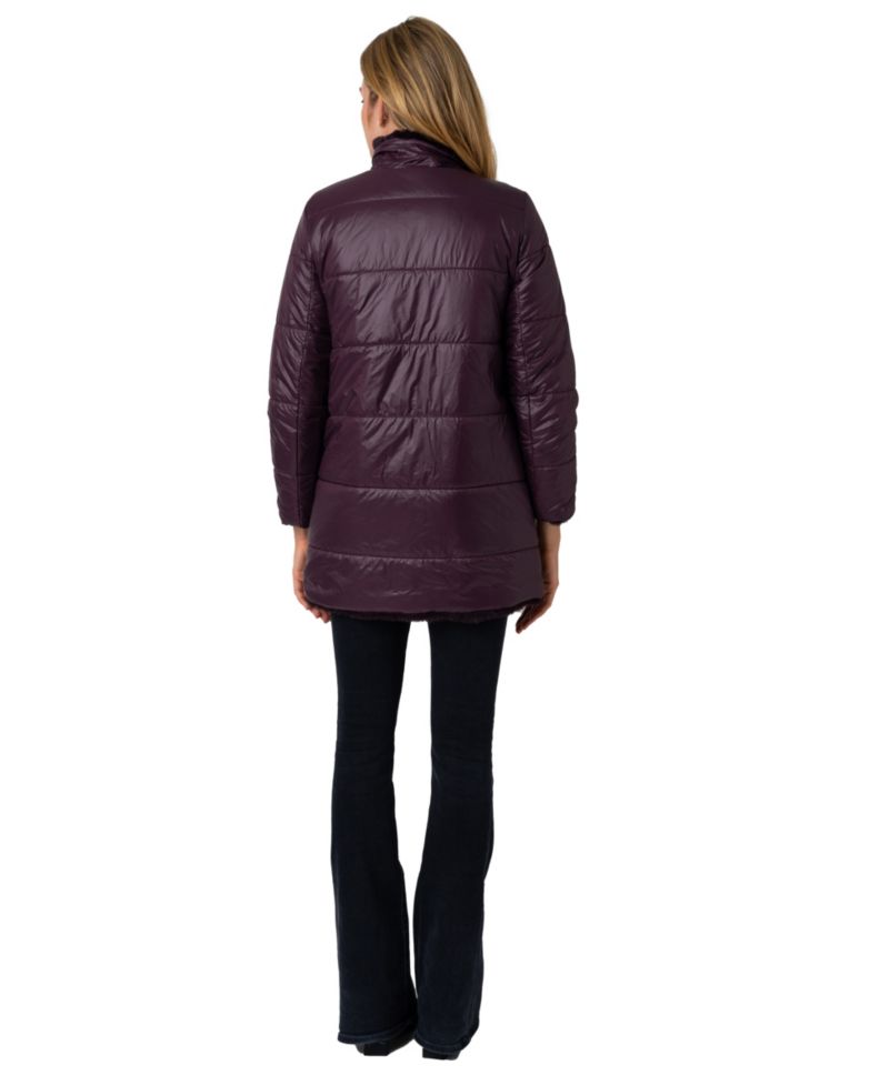 Women's BELTED SHAWL WRAP FAUX SHEARLING COAT