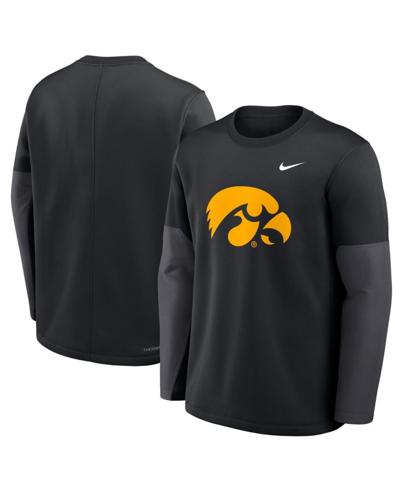 Men's Black Iowa Hawkeyes 2025 Sideline Coach Performance Long Sleeve T-Shirt