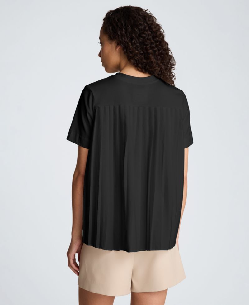 Women's Short-Sleeve High-Low Pleated Back T-Shirt