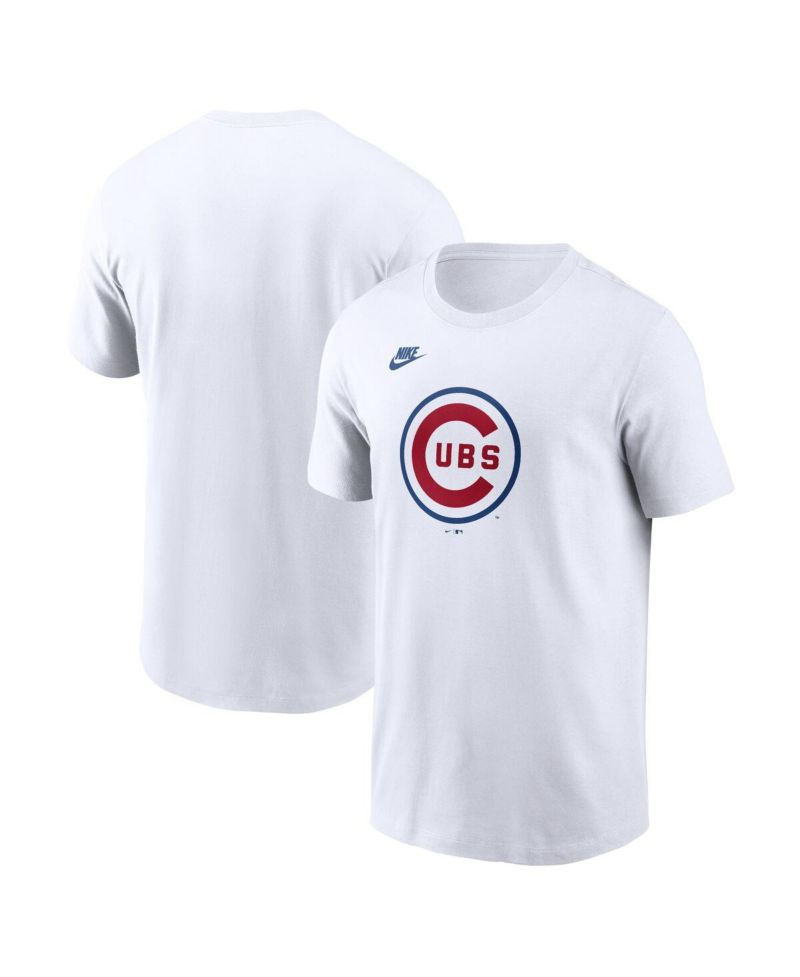 Men's White Chicago Cubs Cooperstown Collection Logo T-Shirt