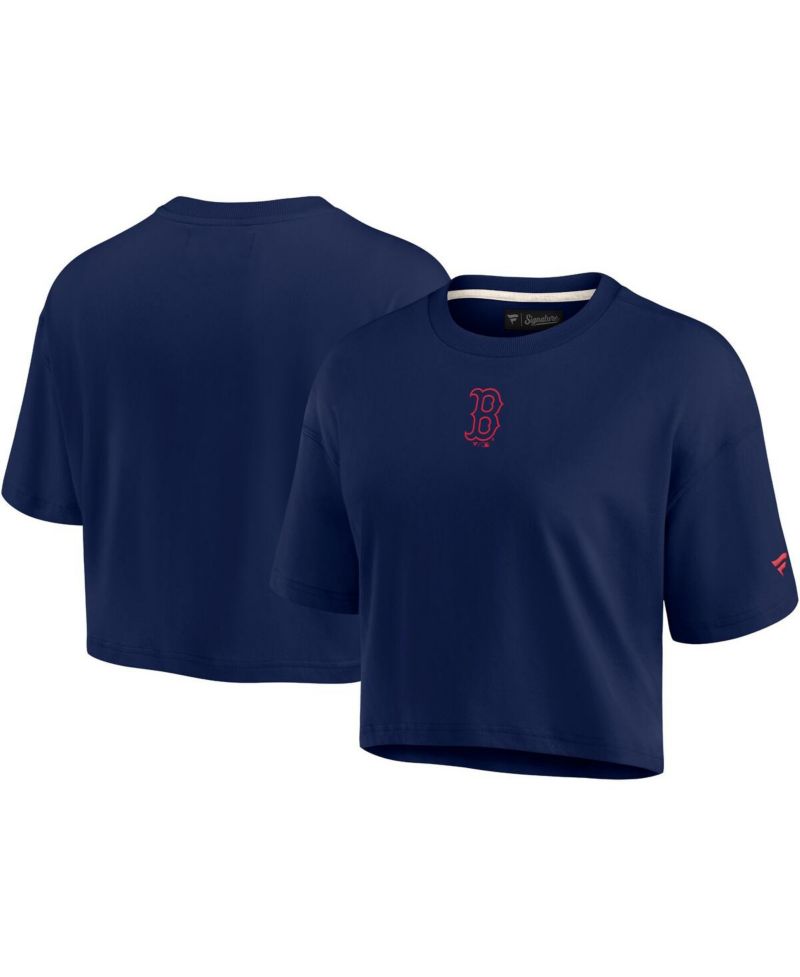 Women's Navy Boston Red Sox Super Soft Short Sleeve Cropped T-shirt