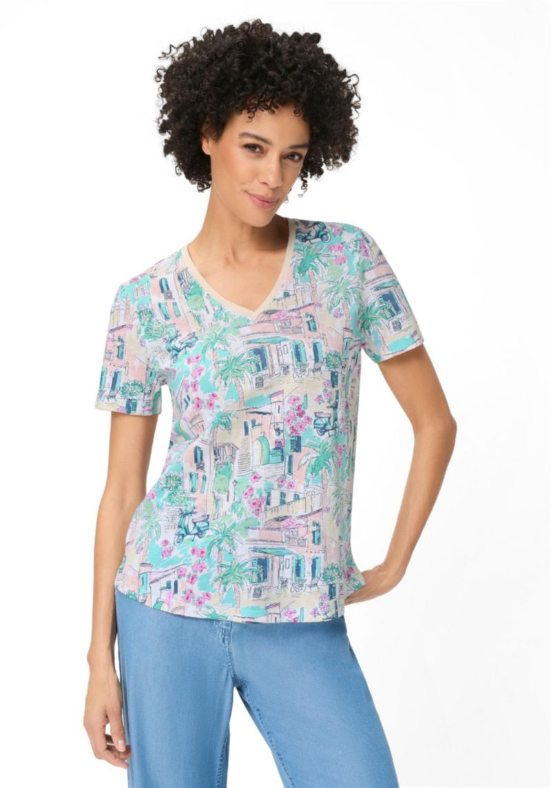 Women's Italian Villa Print T-Shirt