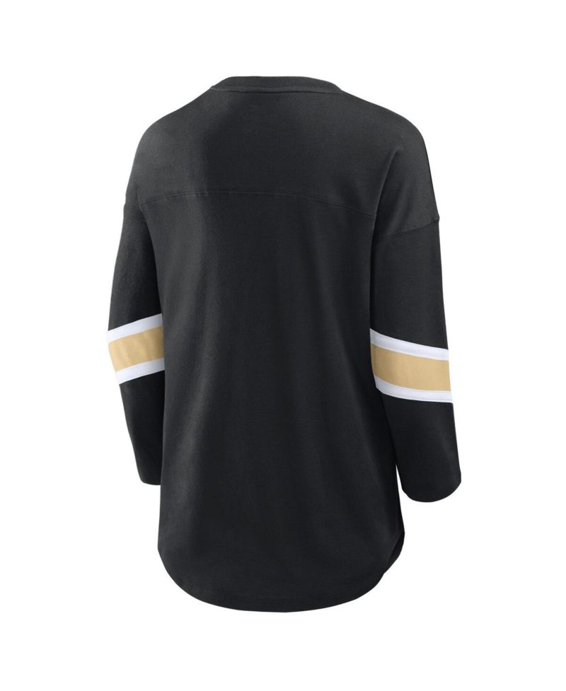 Women's Black New Orleans Saints Plus Size Redzone 3/4-Sleeve Scoop Neck T-Shirt