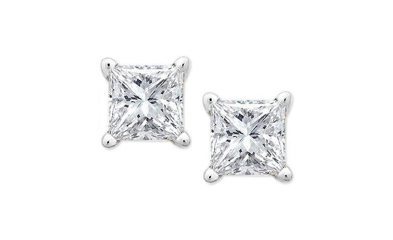 Princess-Cut Diamond Stud Earrings in 10k White Gold (1/10 ct. t.w.)