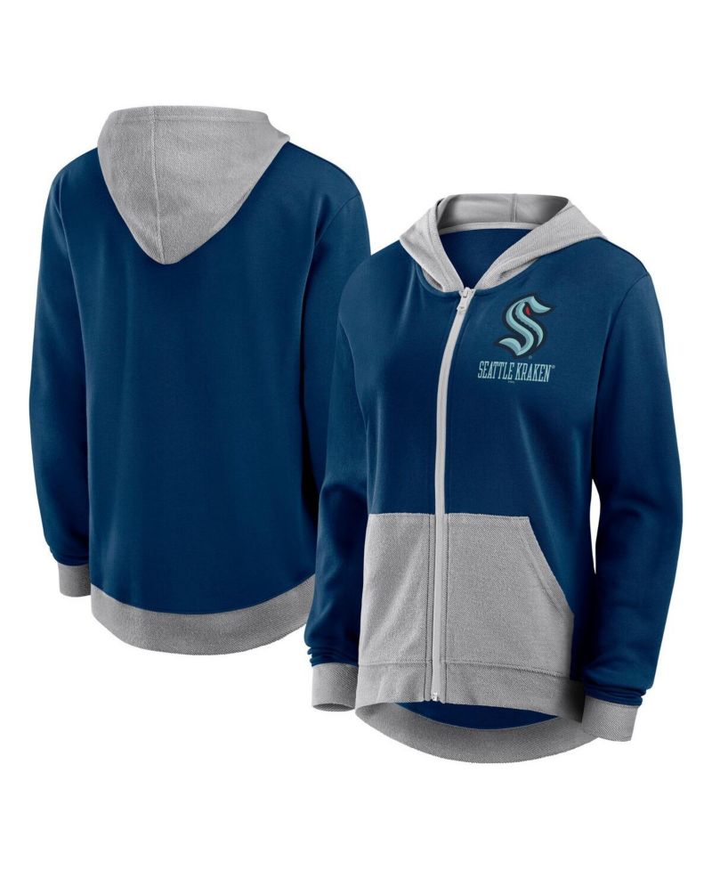 Women's Deep Sea Blue Seattle Kraken Hit It French Terry Full-Zip Hoodie