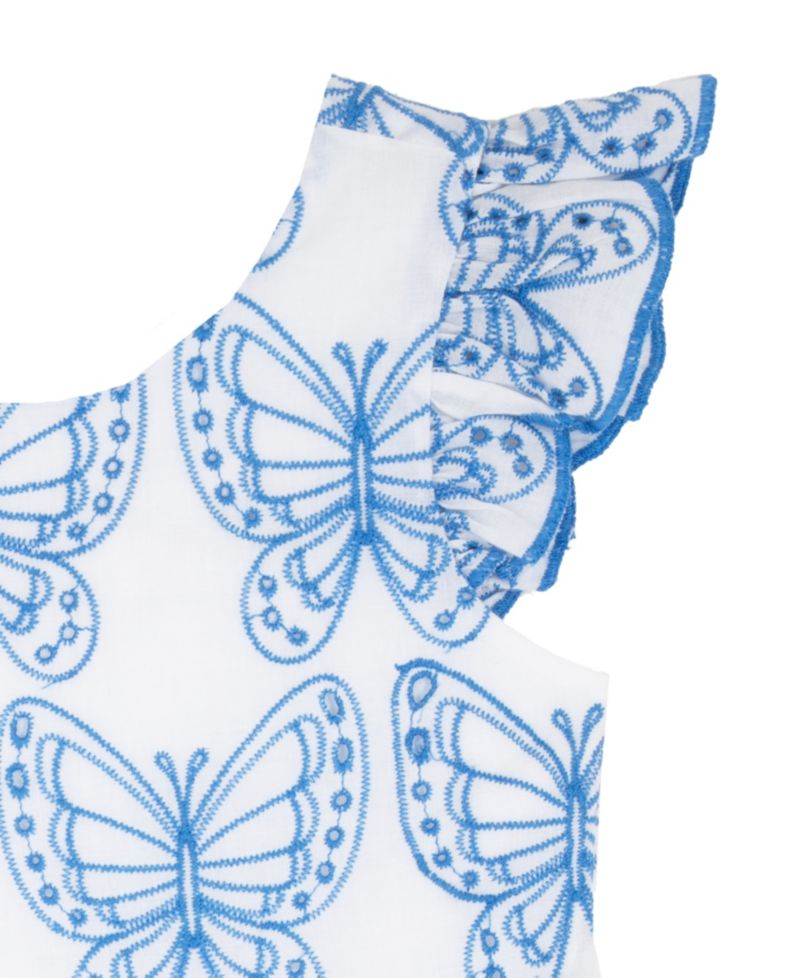 Girls' 2T-6X Eyelet Flutter-Sleeve Dress