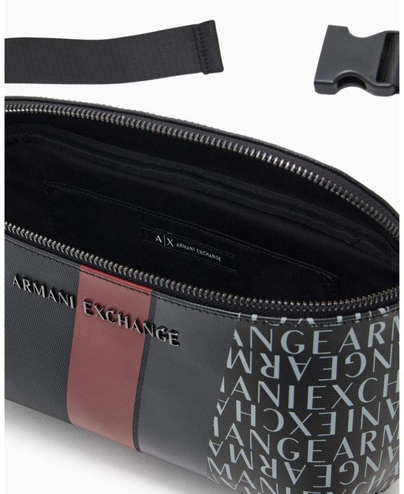 Men's Striped Detail Logo Graphic Belt Bag