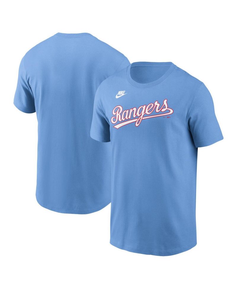 Men's Light Blue Texas Rangers Cooperstown Wordmark T-Shirt
