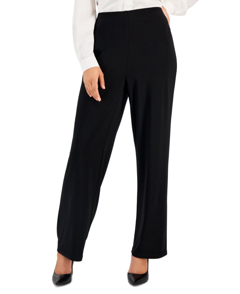 Women's Solid Interlock Twist Yarn Wide Leg Knit Pants