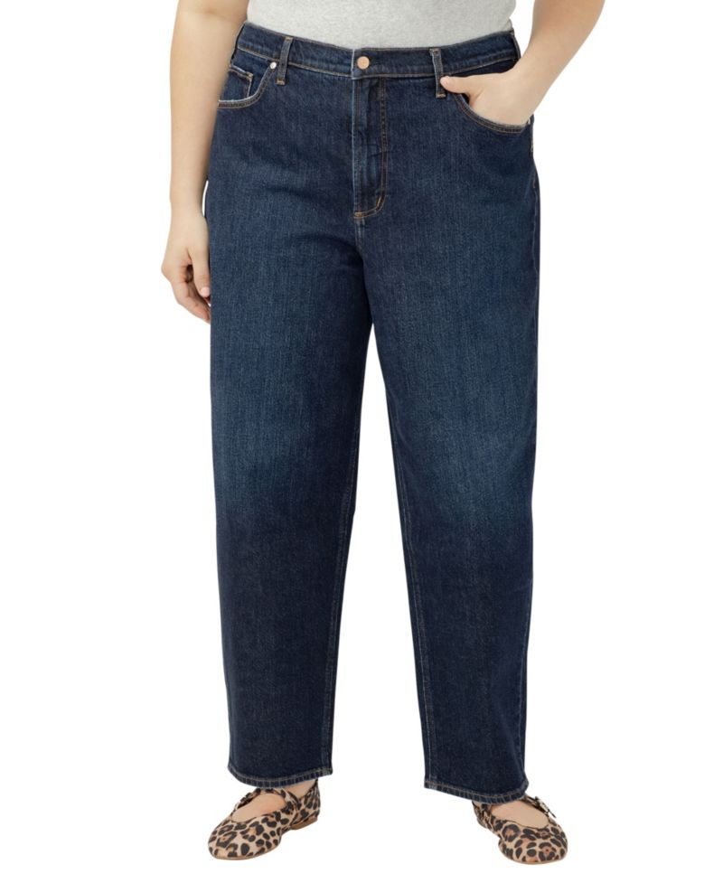 Plus Size High Rise Barrel Leg Jeans