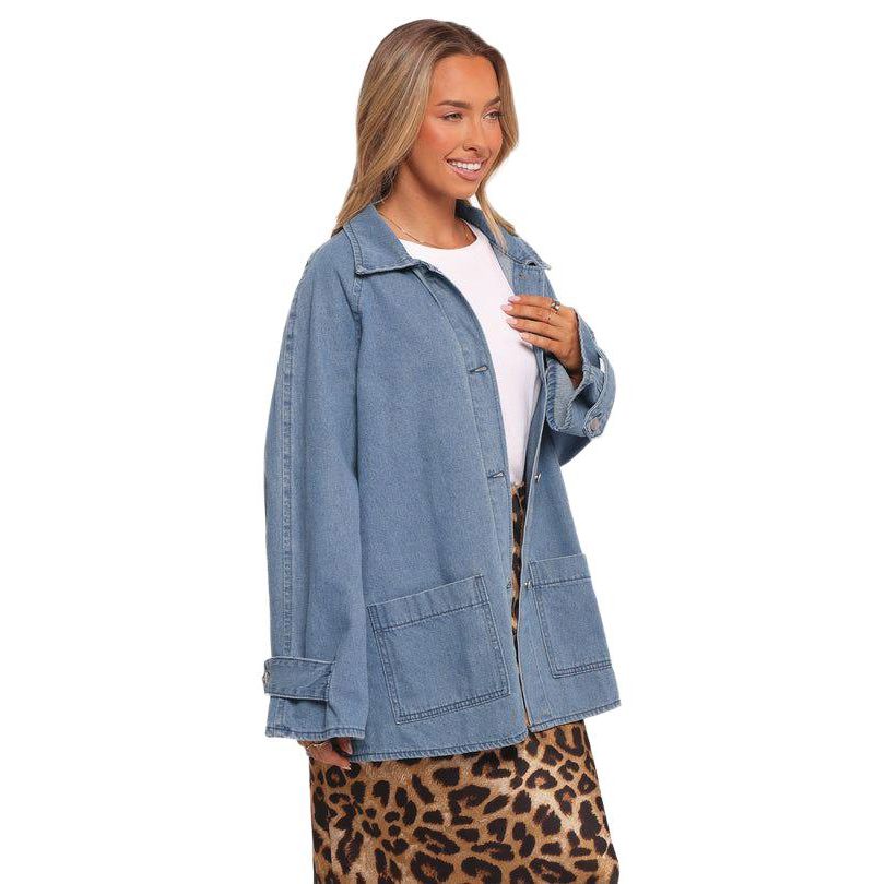 Women's Novan Oversized Shacket - Denim 10