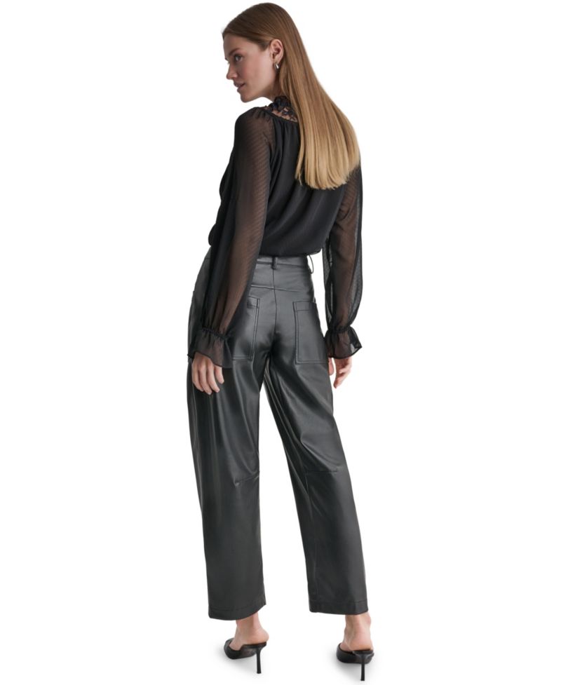 Women's Barrel Faux Leather Pants