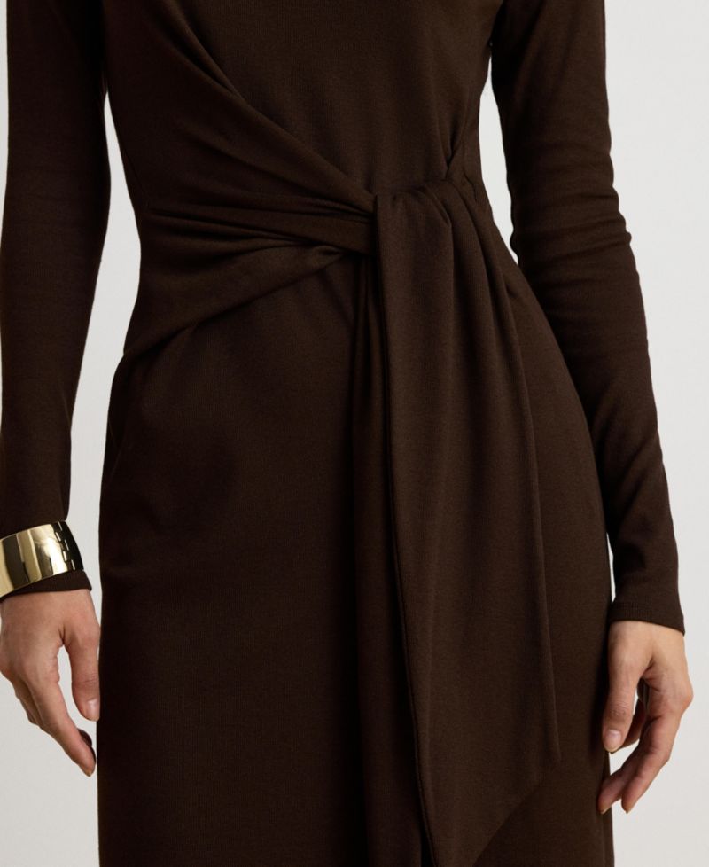 Women's Tie-Front Turtle Neck Dress