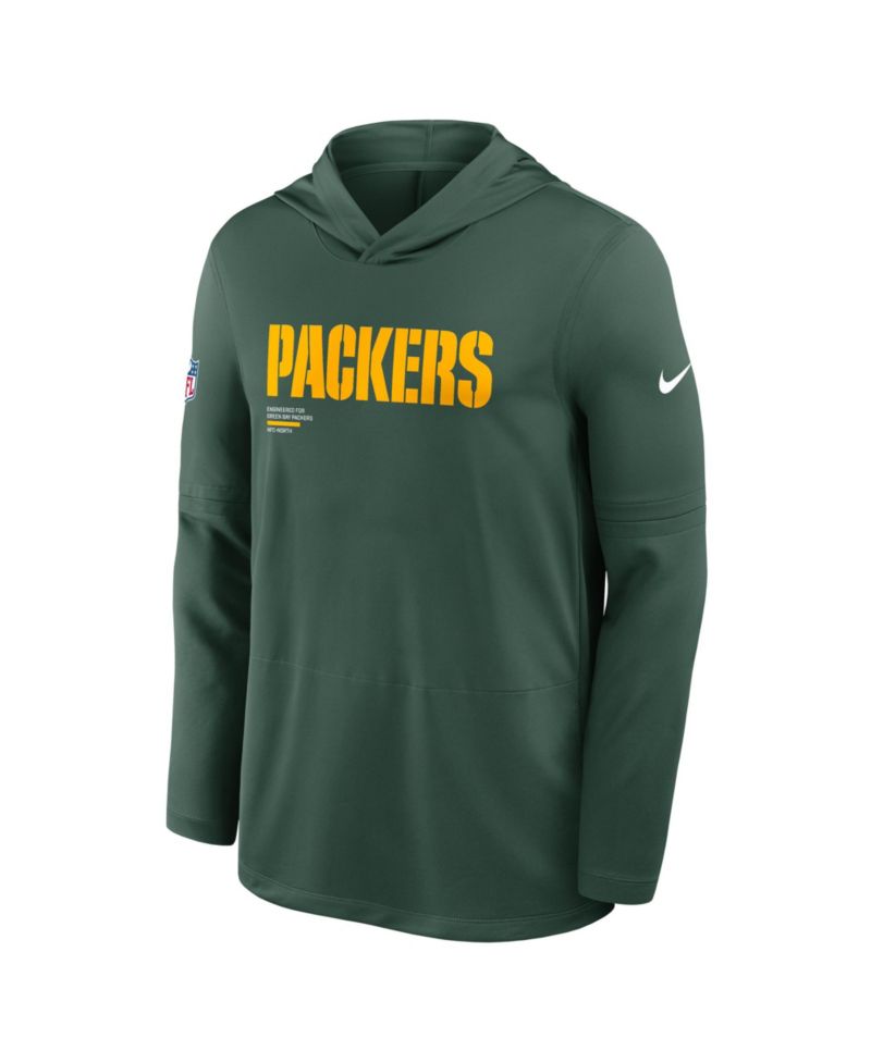 Men's Green Green Bay Packers Big & Tall Sideline Performance Long Sleeve Hoodie T-Shirt