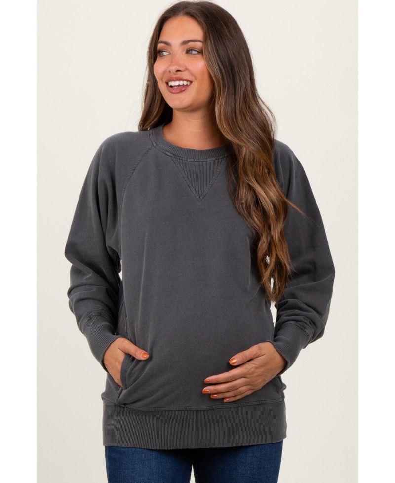 Women's Black Vintage Wash French Terry Pullover