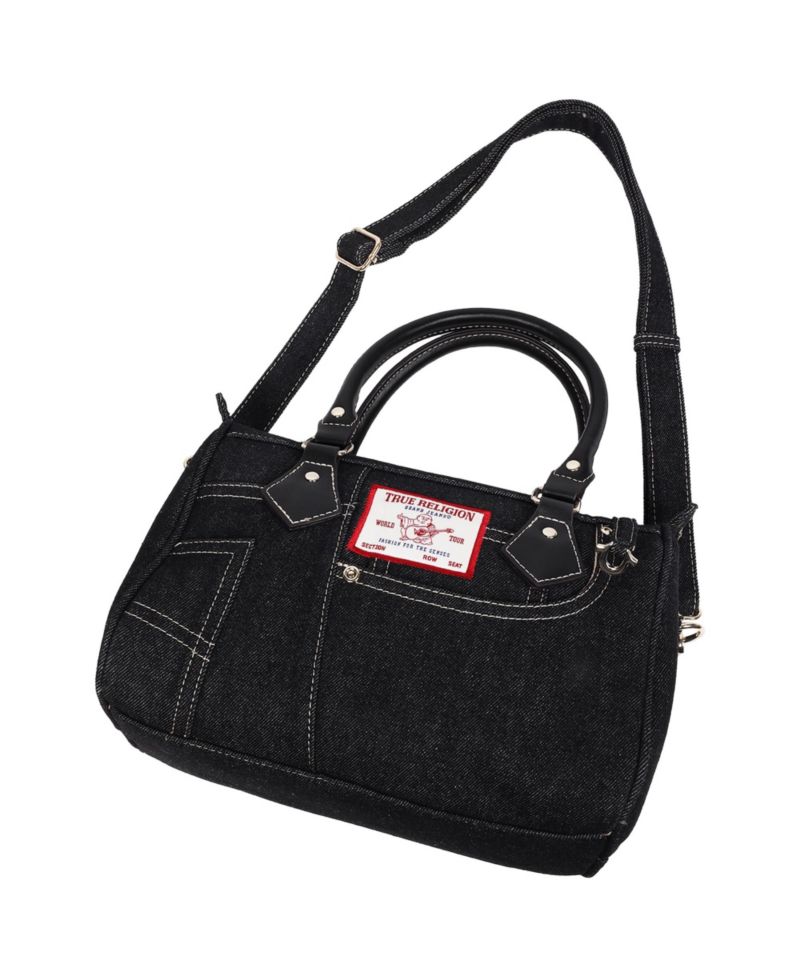 Denim Heritage Satchel with Top Handles & Crossbody Strap
