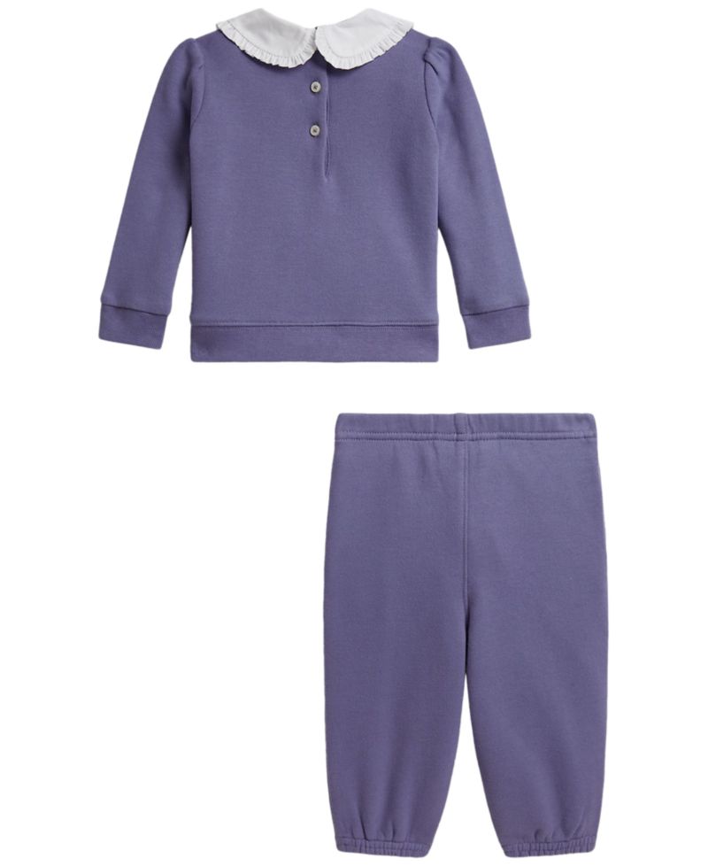 Baby Girls' Logo Fleece Collared Sweatshirt and Jogger Pants, 2-Piece Set