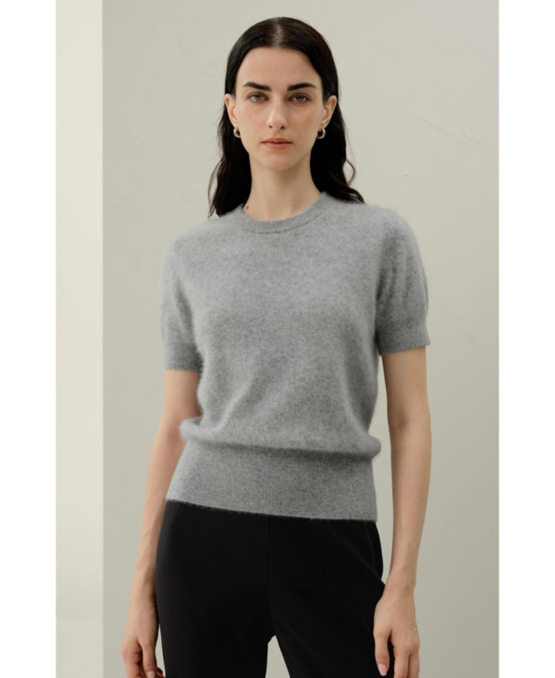 Women's Brushed Cashmere Short-Sleeve Sweater