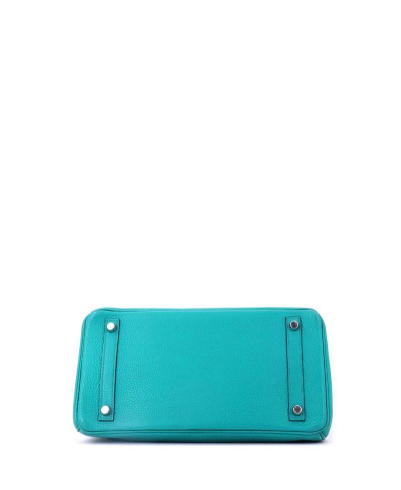 Birkin 30 Handbag Blue Clemence with Palladium Hardware