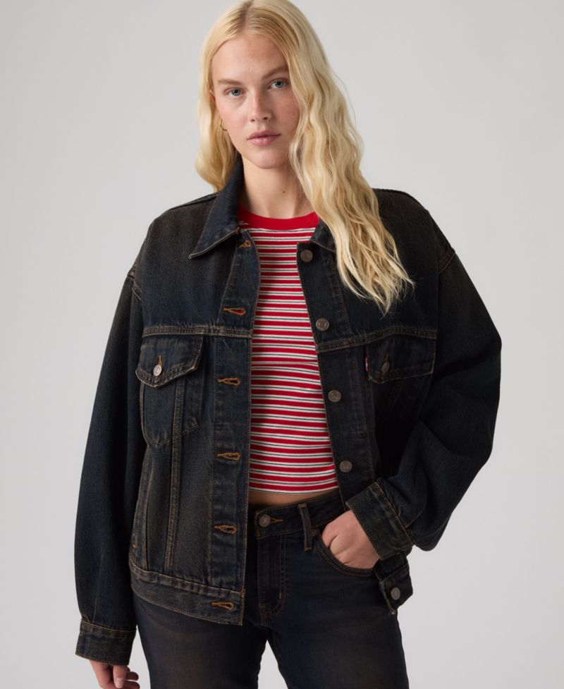 Plus Size '90s Cotton Denim Trucker Jacket