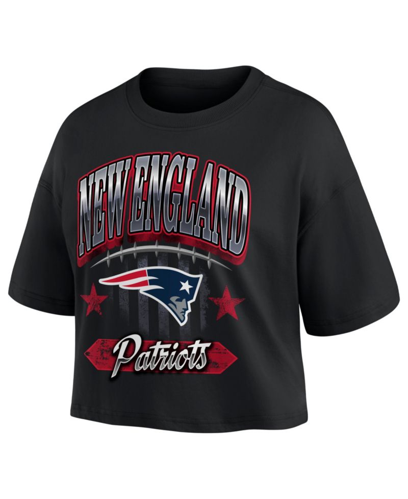 Women's Black New England Patriots Americana Cropped T-Shirt