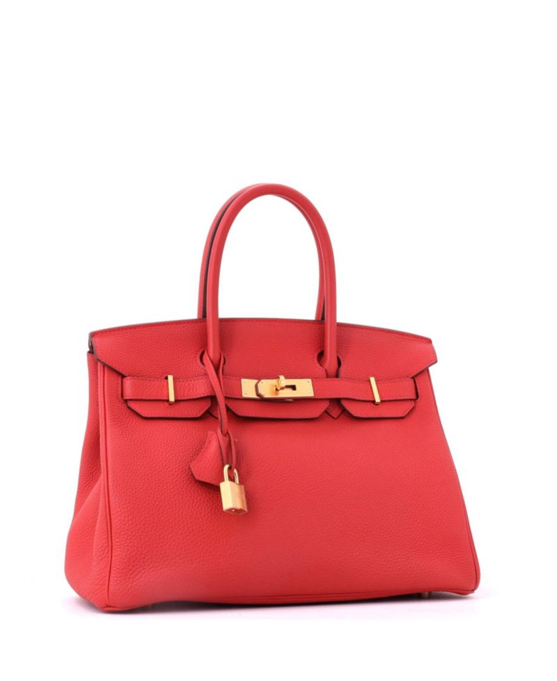 Pre-Owned Hermes Birkin 30 Handbag Red Togo with Gold Hardware