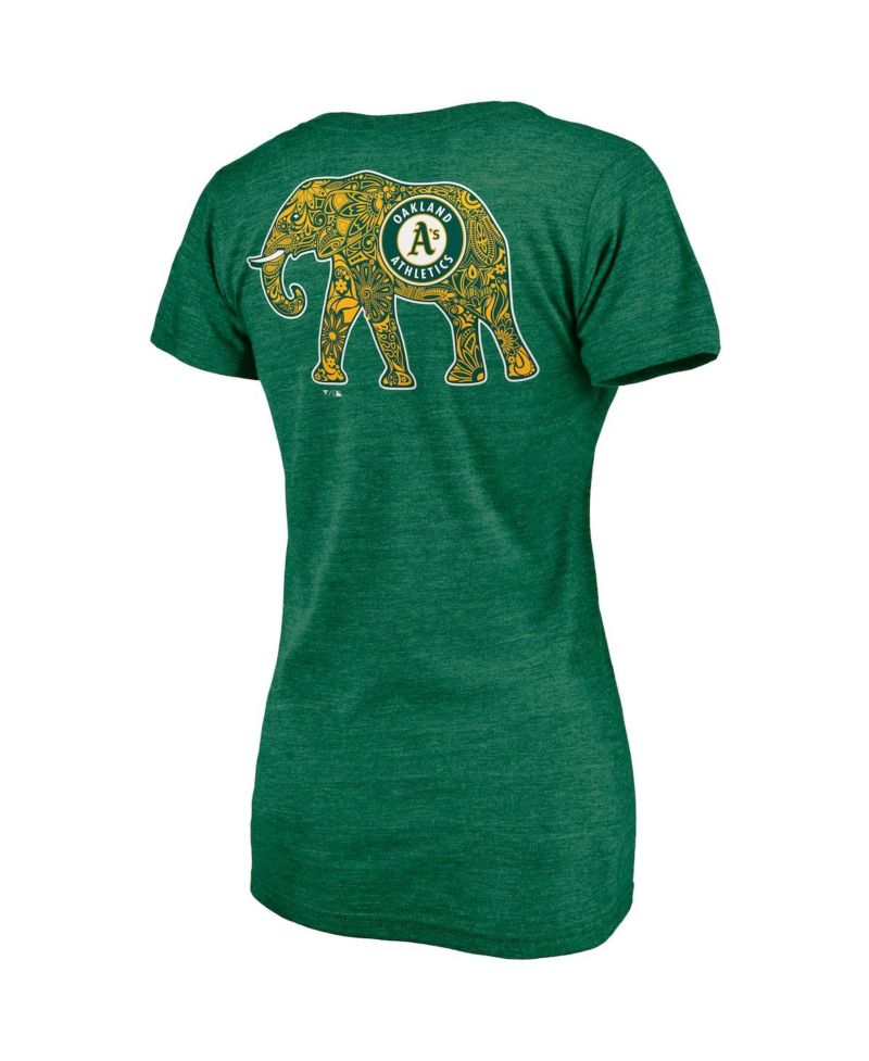 Women's Green Oakland Athletics Paisley Hometown Collection Tri-Blend V-Neck T-shirt