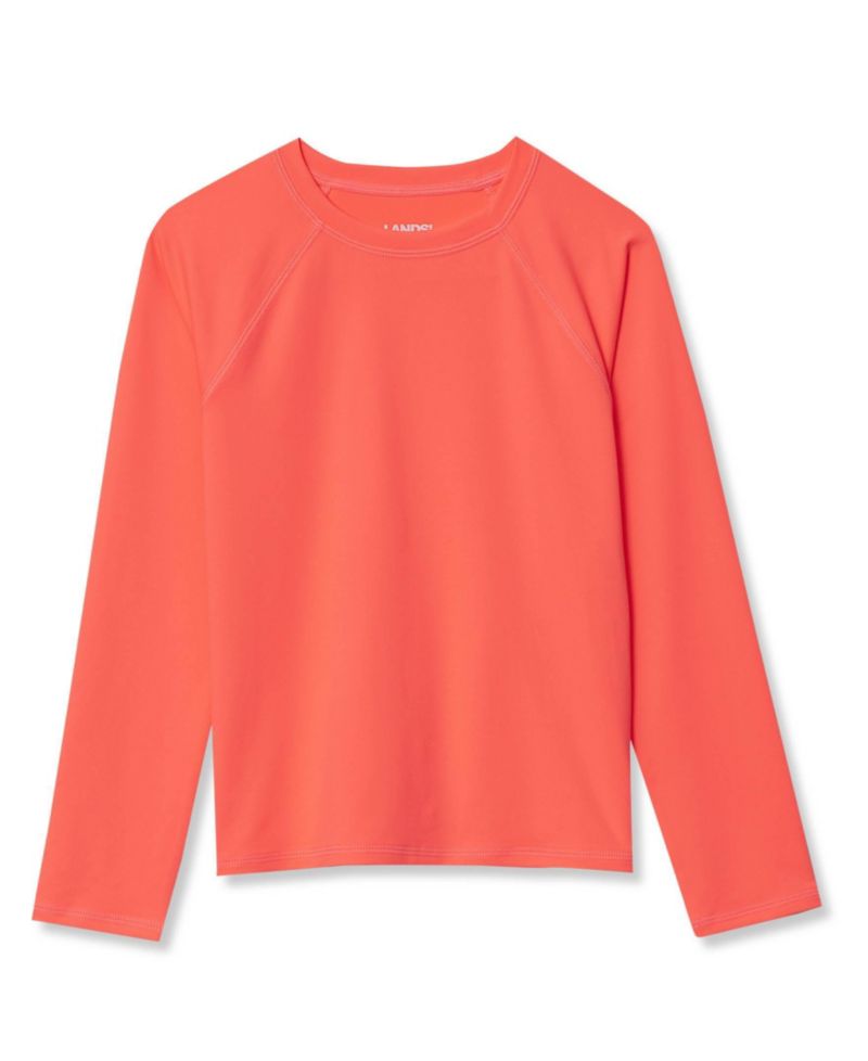 Girls Chlorine Resistant Long Sleeve Crew Neck Rash Guard Swimwear