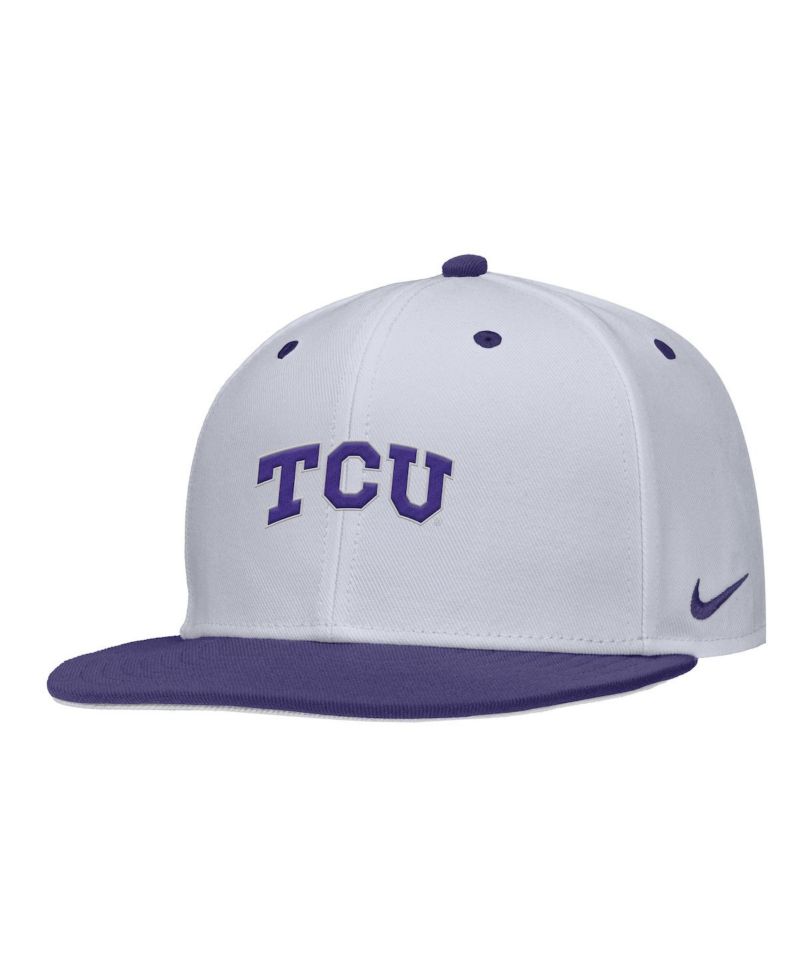 Men's White TCU Horned Frogs On-Field Baseball Performance Fitted Hat