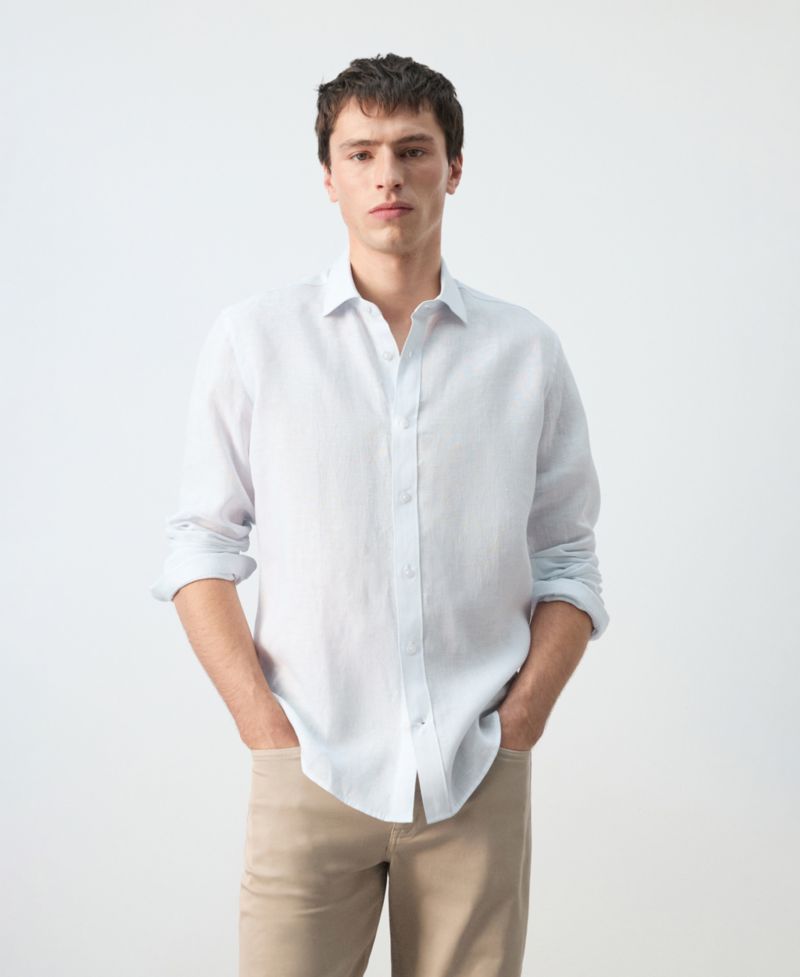 Men's Linen Striped Regular-Fit Shirt