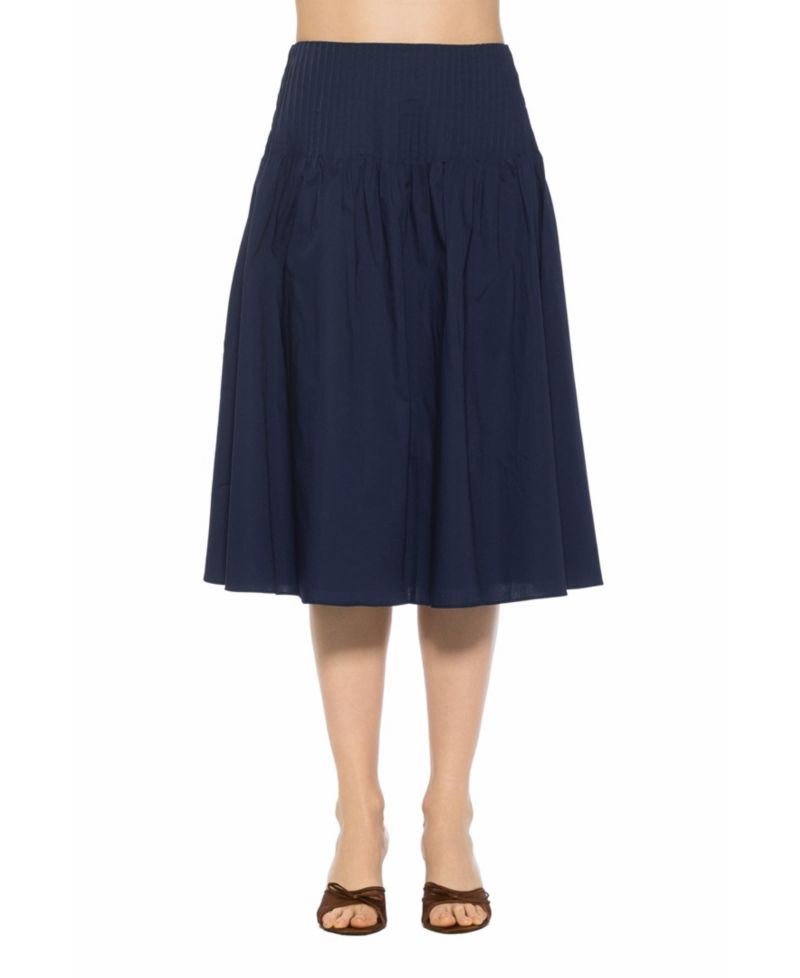 Women's Esme Pintuck Waist Full Poplin Skirt