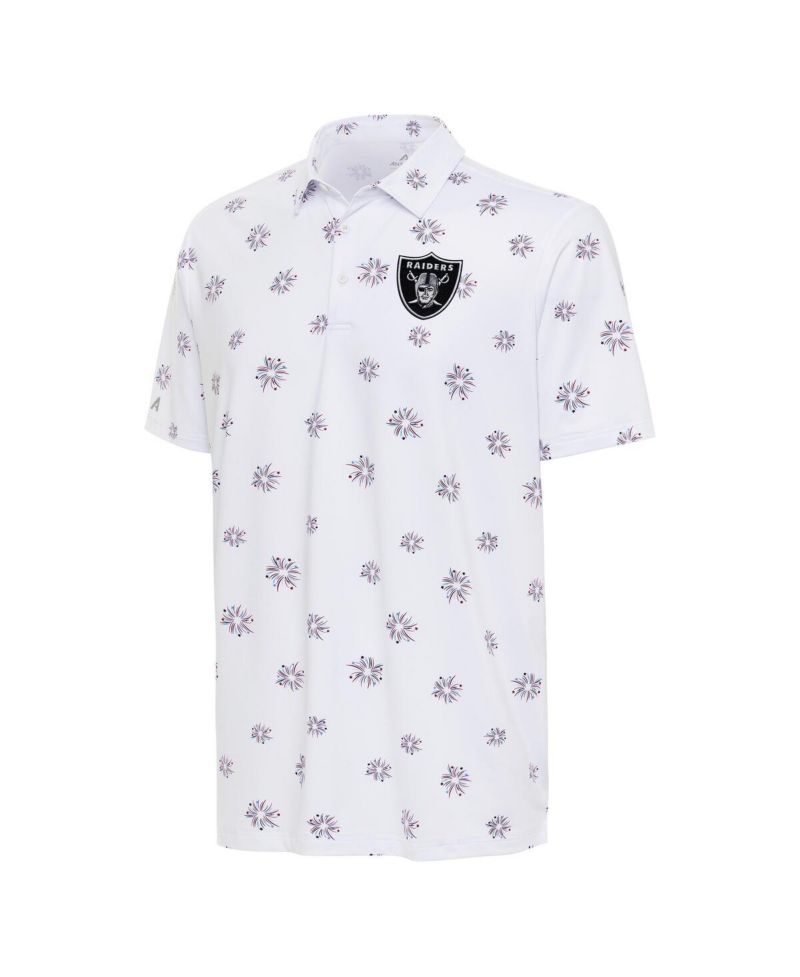 Men's White Las Vegas Raiders Fireworks Polo Shirt