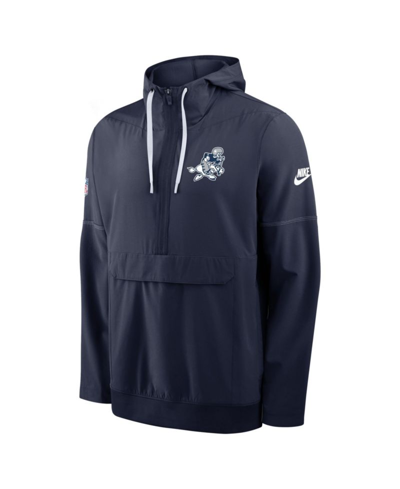 Men's Navy Dallas Cowboys Sideline Broken Rules Alternate Anorak Half-Zip Hoodie
