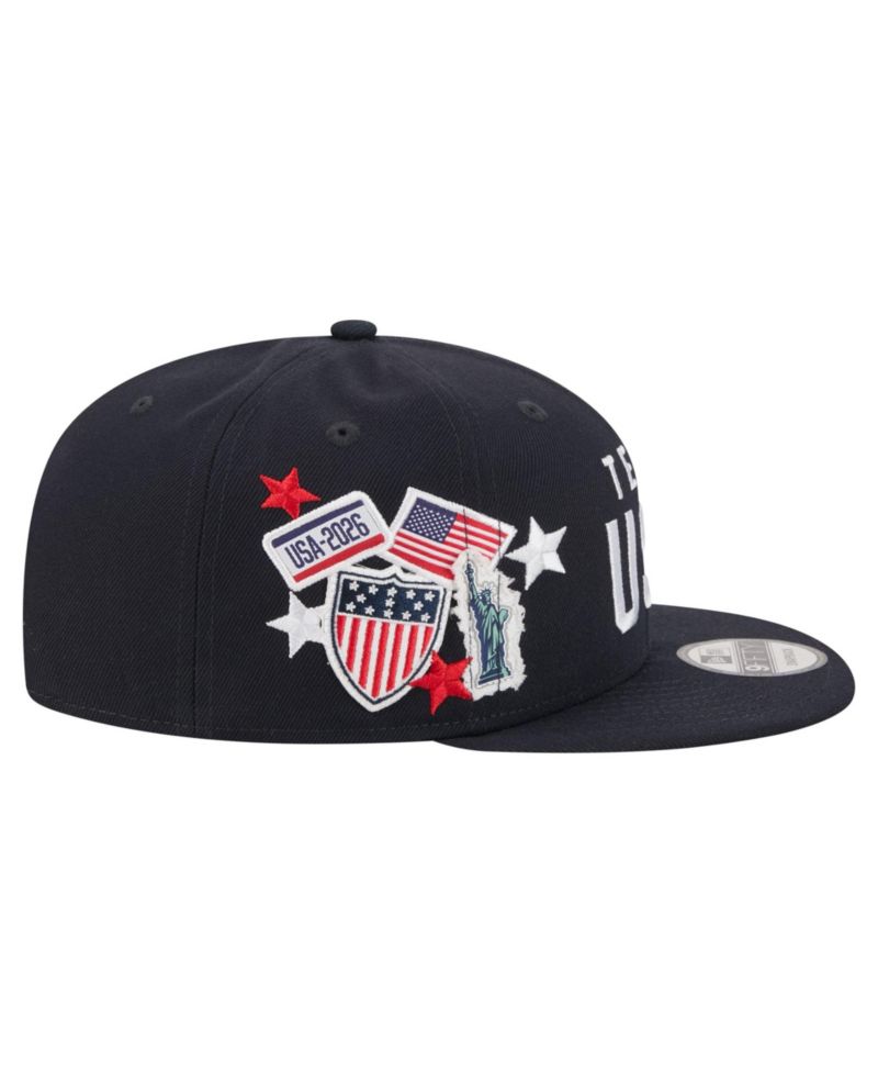 Men's and Women's Navy Team USA Country Patch 9FIFTY Snapback Hat
