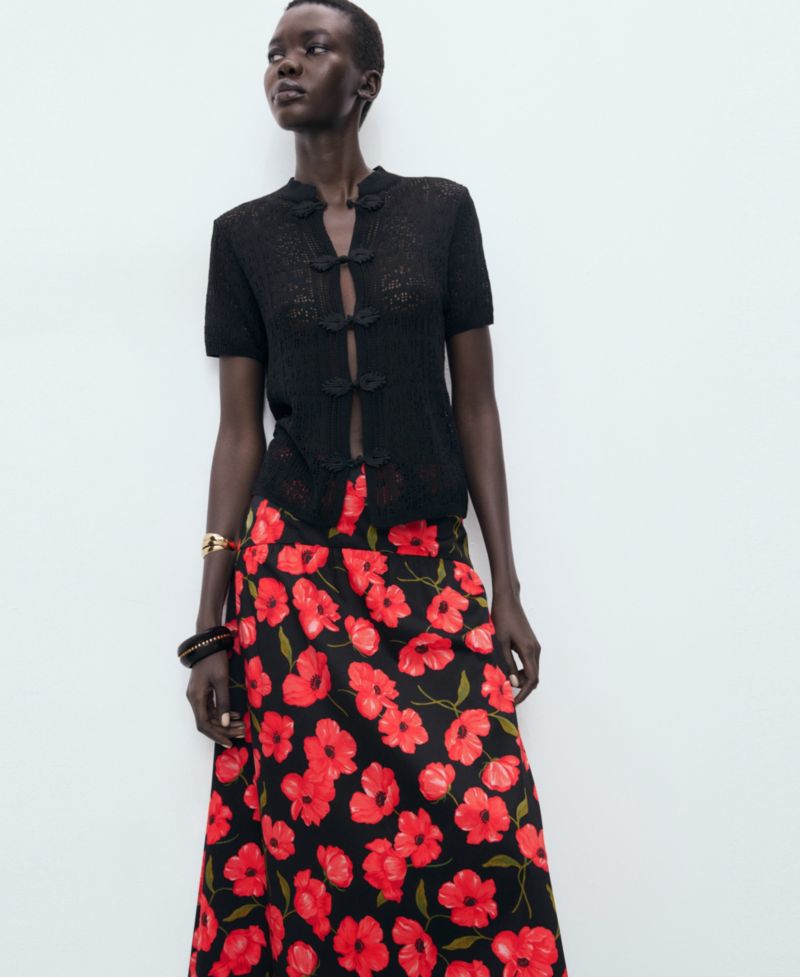 Women's Floral-Print Flared Skirt