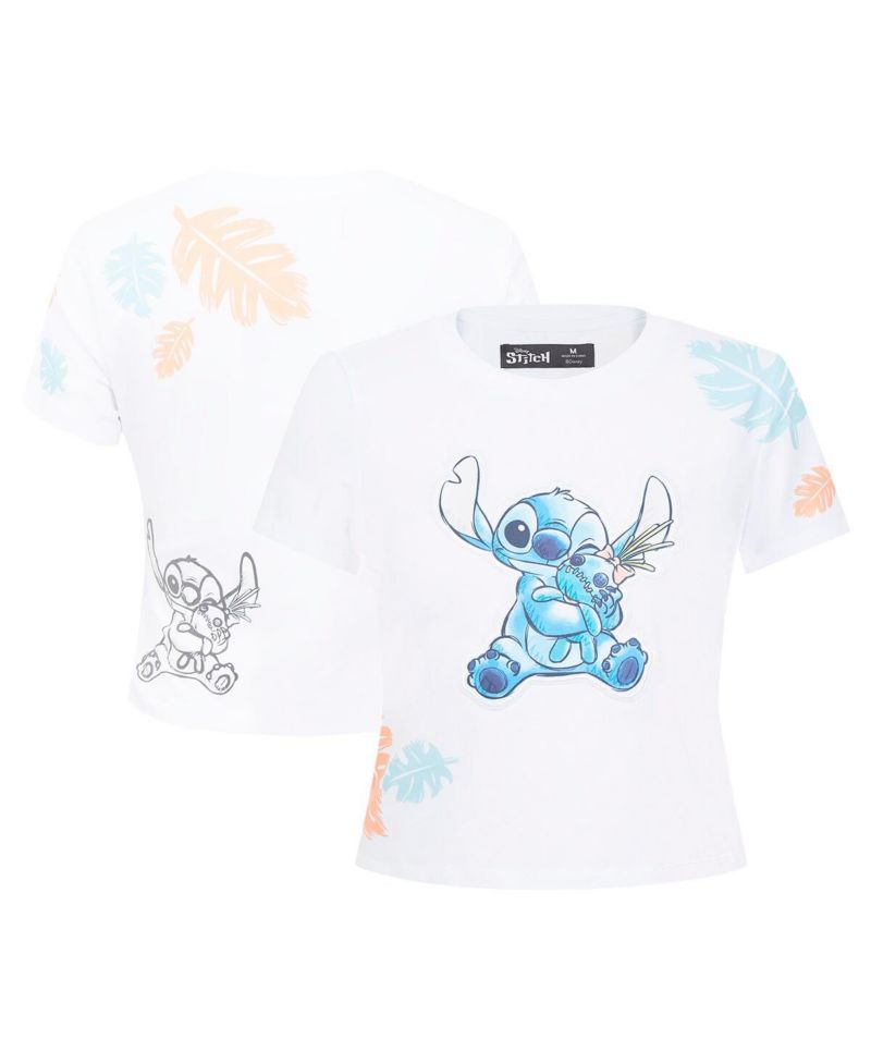 Women's White Lilo and Stitch Hold On Tight Baby Doll T-Shirt