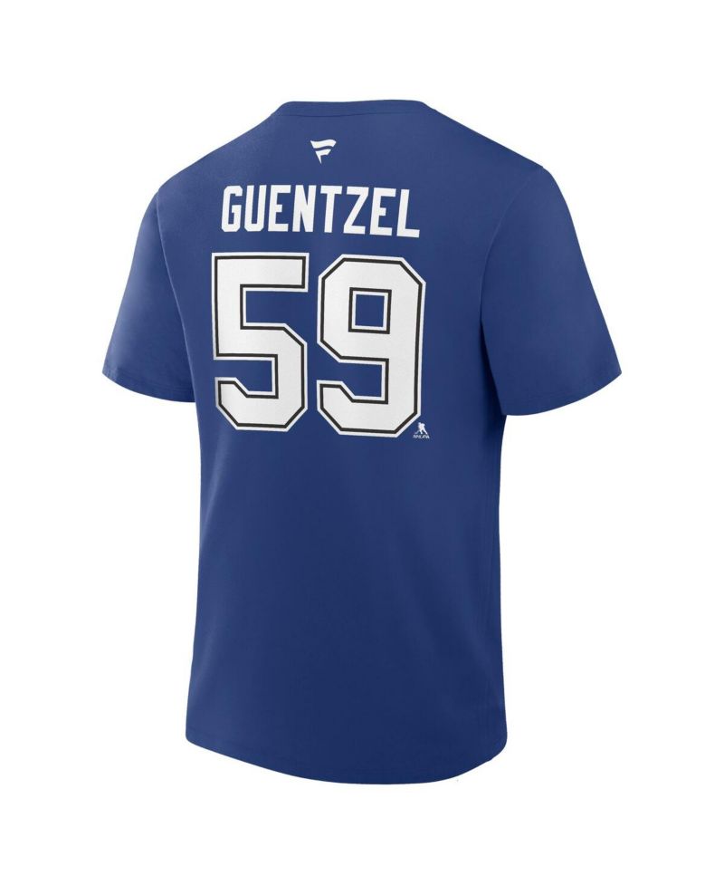 Men's Jake Guentzel Blue Tampa Bay Lightning Authentic Stack Name and Number T-Shirt