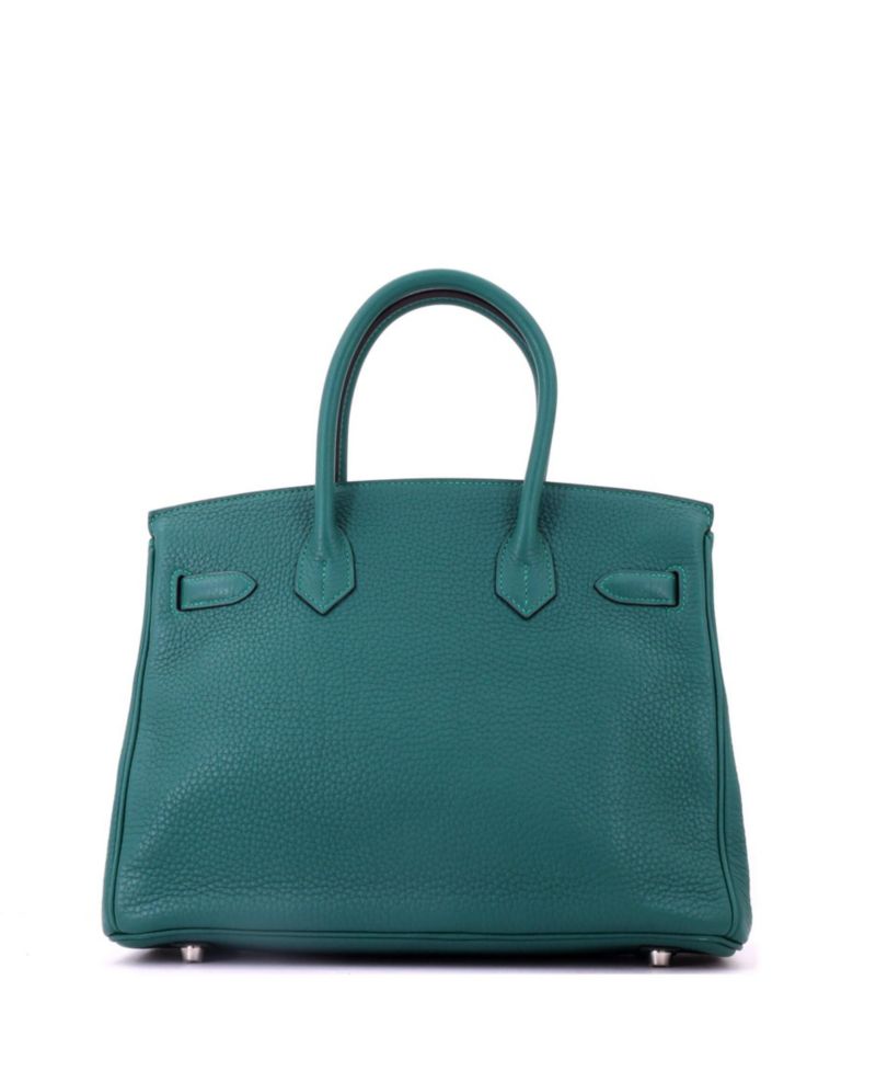 Birkin 30 Handbag Green Clemence with Palladium Hardware