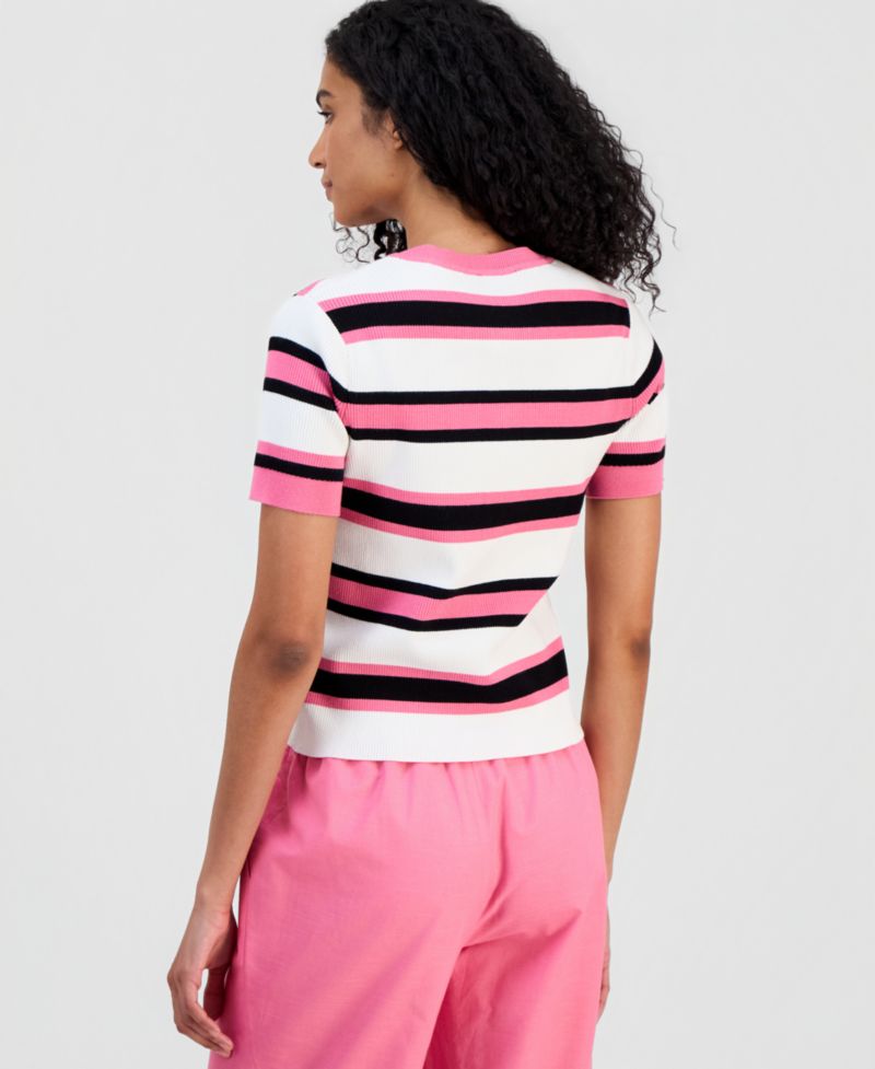 Women's Short-Sleeve Ribbed Cardigan