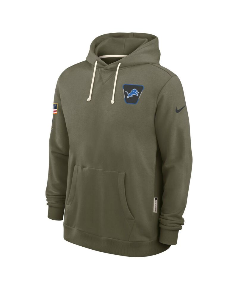 Men's Olive Detroit Lions 2025 Salute to Service Sideline Standard Issue Dri-FIT Hoodie