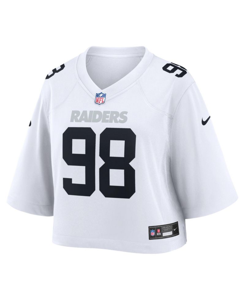 Women's Maxx Crosby White Las Vegas Raiders Cropped Fashion Game Jersey