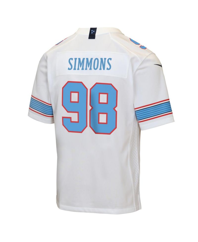 Big Boys and Girls Jeffery Simmons White Tennessee Titans Game Jersey