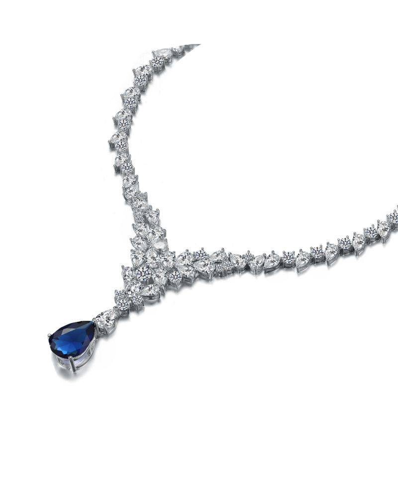 Dazzling White Gold Plated Statement Cluster Y-Necklace