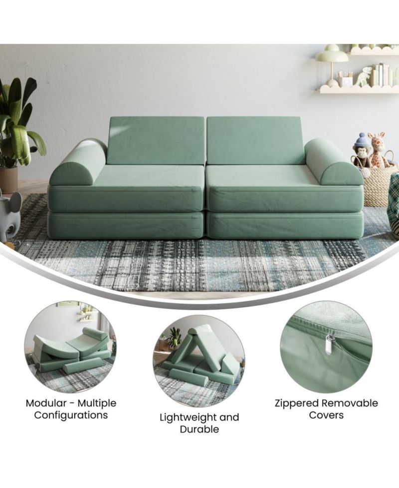 Conner Modular Play Couch For Kids With Convertible 6-Piece Design And Soft Foam Cushions