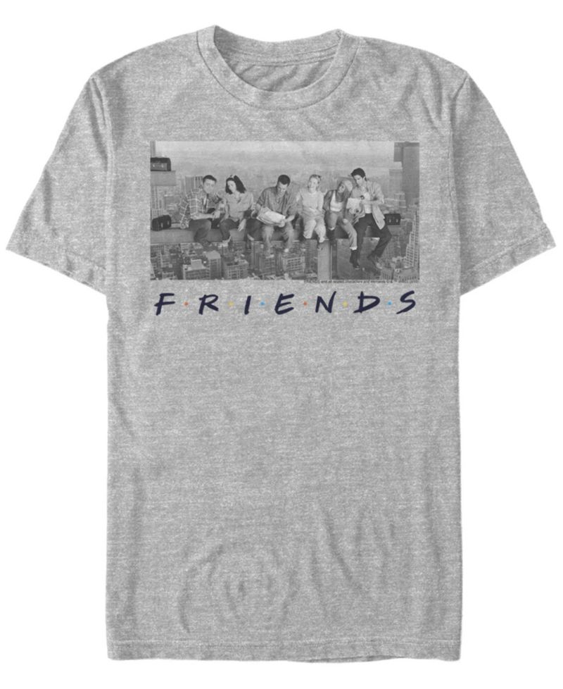 Friends Men's Grayscale Skyline Group Portrait Short Sleeve T-Shirt