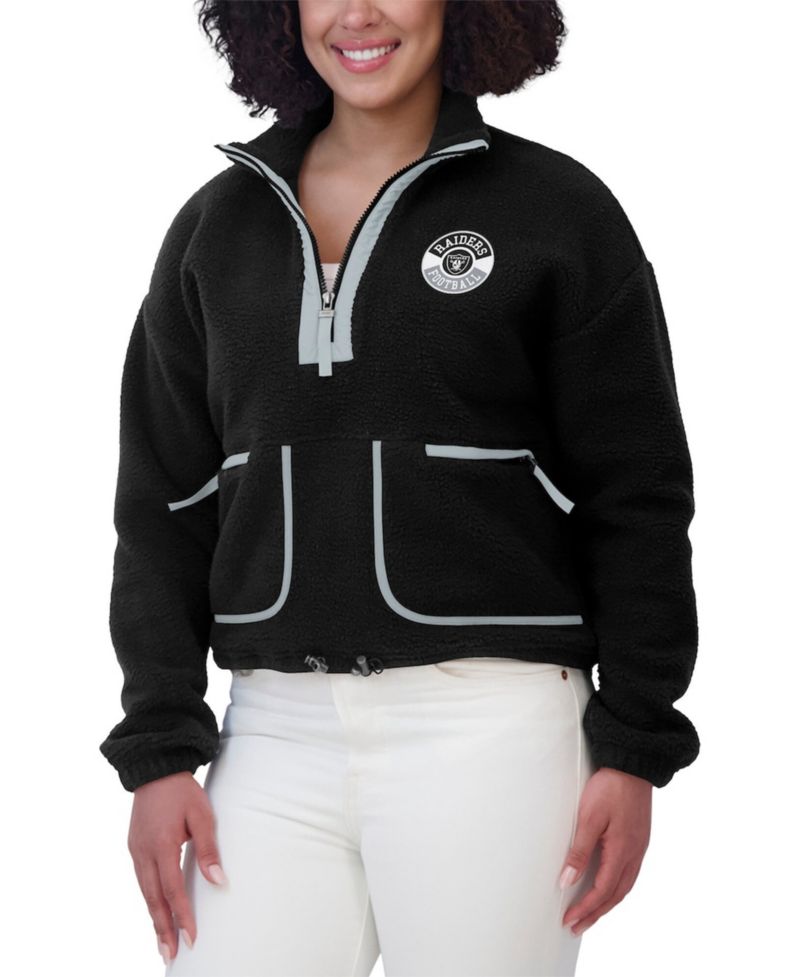 Women's Black Las Vegas Raiders Polar Fleece Half-Zip Jacket