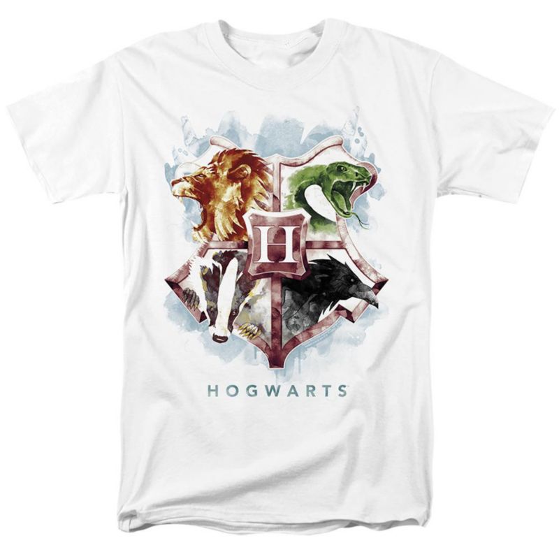 Men's Hogwarts Crest Watercolor T Shirt